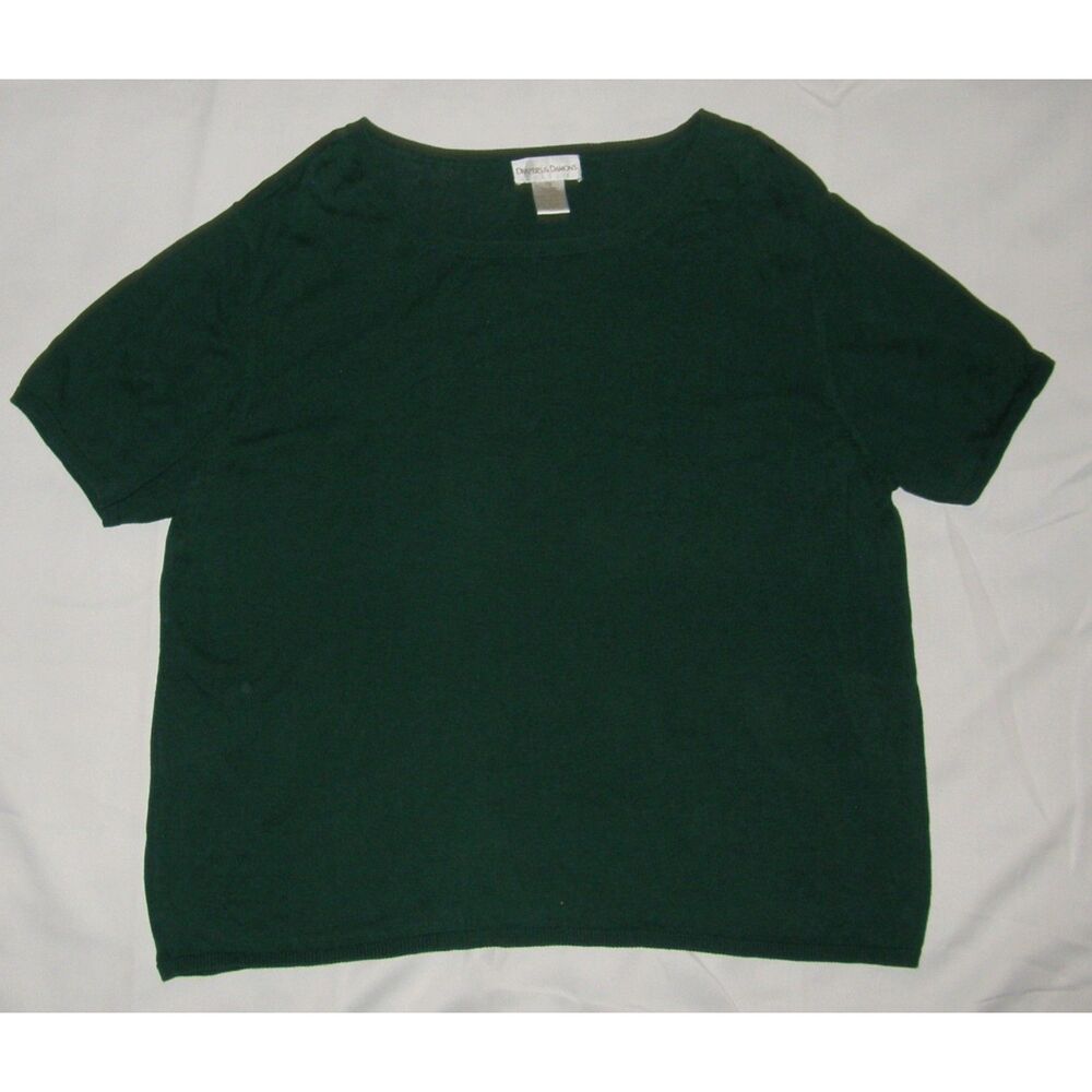 DRAPERS & DAMONS Green Plus Sz 2X Short Sleeve Silk Blend Lightweight Sweater